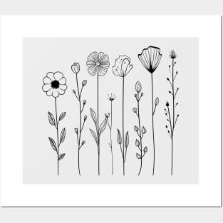 Wild flowers Line art Posters and Art